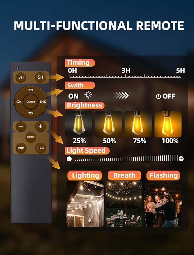 Outdoor Patio String Lights: 200Ft 60M Outside Waterproof Light - Image 5