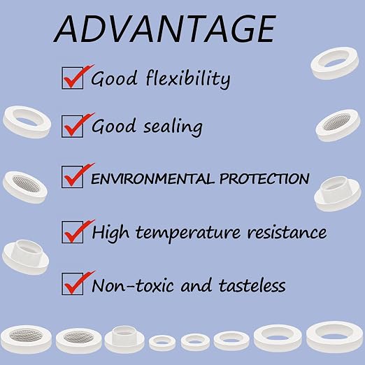 ZDBB 70 Pcs Plumbing Silicone Gasket Assortment Kit VMQ Silicone Washer Food - Image 8