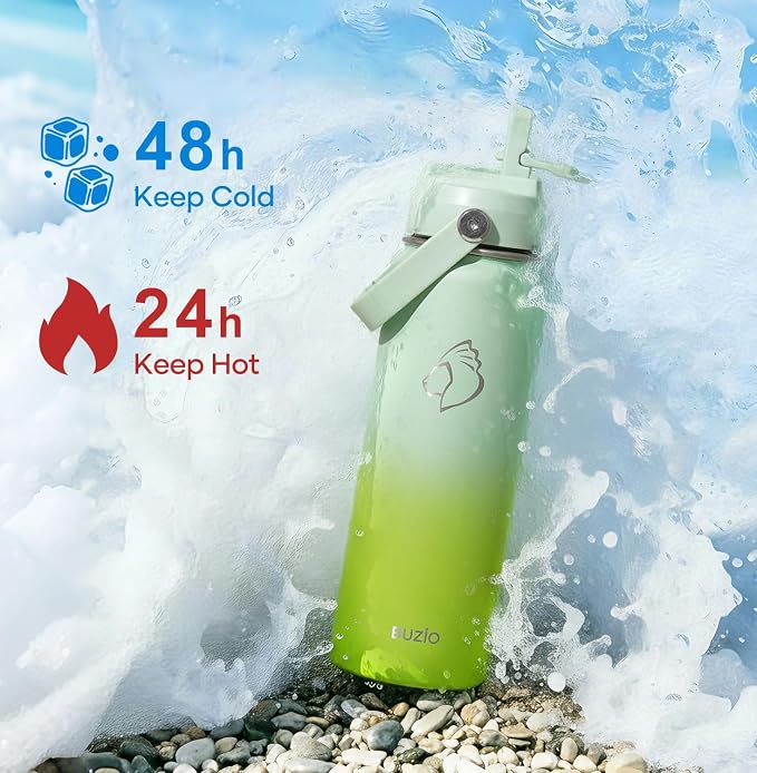 BUZIO 24 oz Insulated Water Bottle, Stainless Steel Wide Mouth Water Flask - Image 3