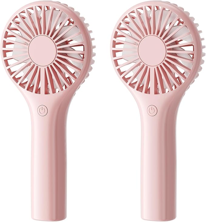 TriPole 2 Pack Mini Portable Handheld Fan Pink, 3 Speeds Powerful Personal by TriPole