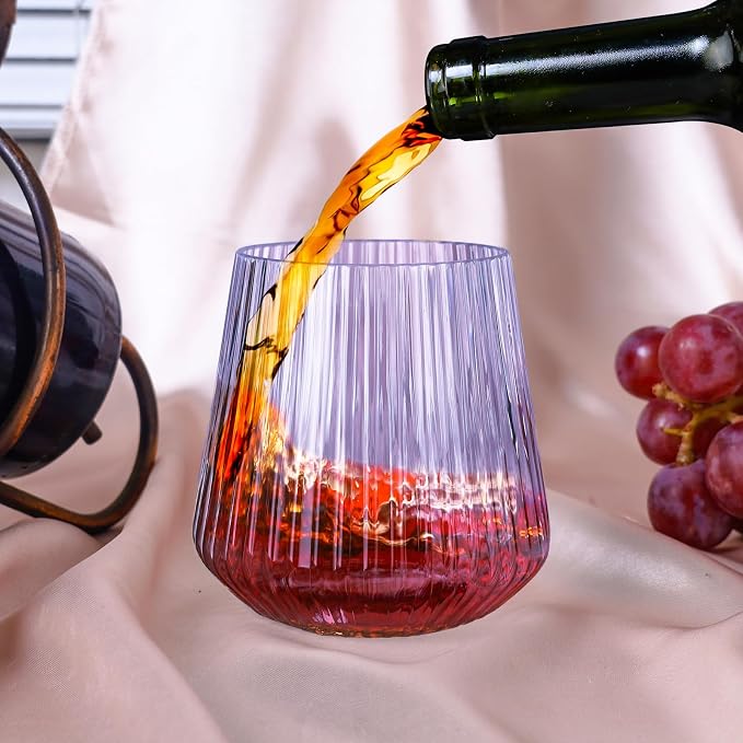 Lueumxc 40 Pack Plastic Ribbed Wine Glasses, 14Oz Origami Disposable Wine - Image 4