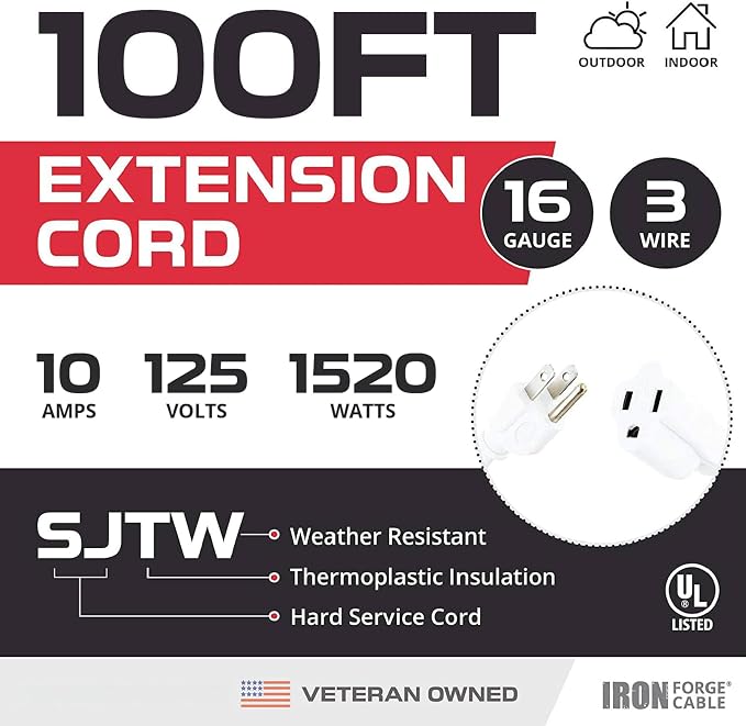 Iron Forge Cable Weatherproof 100 Ft Outdoor Extension Cord - Image 2
