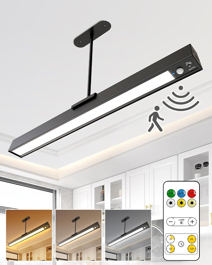 Rechargeable Motion Sensor Ceiling Light, Full Metal Pendant Lights, Battery by LYTARALightsExpertInOut