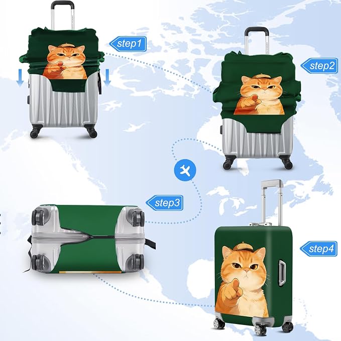 ANNA QUEEN Funny Cat Luggage Cover, Cute Cartoon Stretchable Suitcase Protector - Image 6