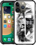 for iPhone 12 Pro Max Case, Lion Cross Jesus Christ Dove Pattern Graphic Design by FKBRCL4U