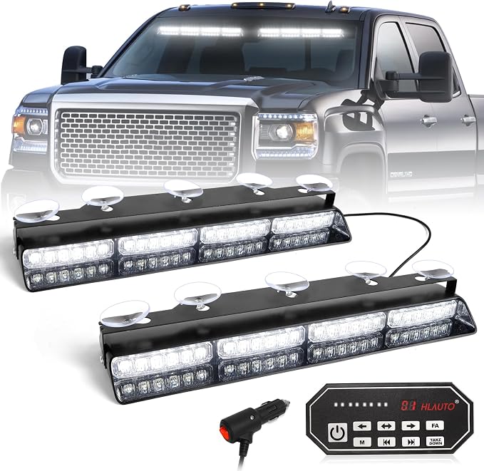 HLauto 604N Emergency Dash Strobe Lights: 2x16.8 inch White Security Light by HLauto