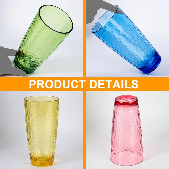 KOXIN-KARLU Hammered 26-ounce Plastic Tumbler Acrylic Glasses Drinking Cups - Image 3