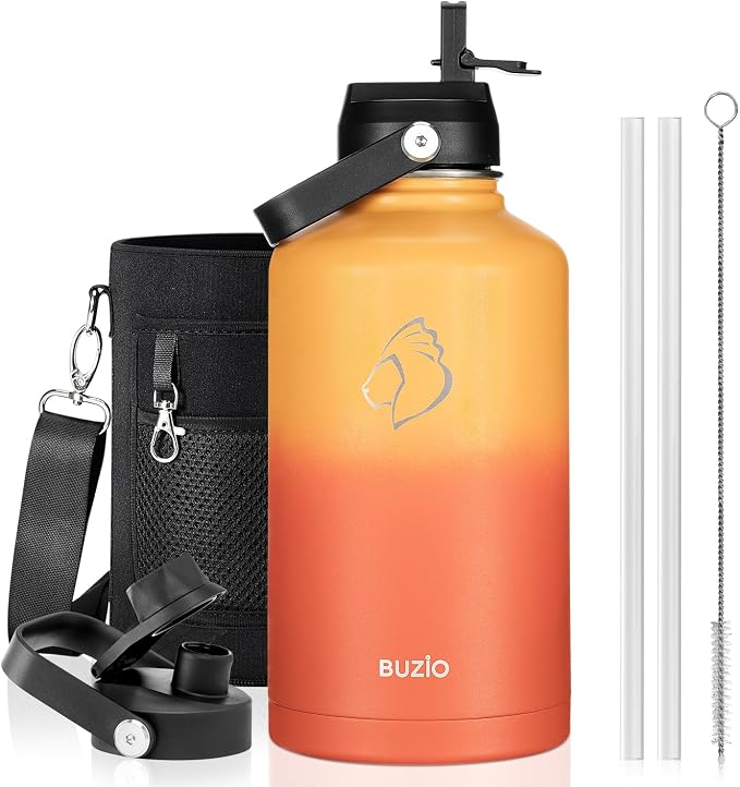 BUZIO 128oz Gallon Water Bottle, Insulated Water Jug by BUZIO