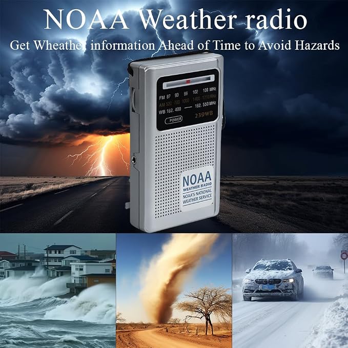 NOAA Weather Radio Portable Radio, Best Reception, AM FM Transistor Radio - Image 2