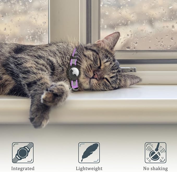 Reflective AirTag Cat Collar, Integrated Cat Tracker Collar - Image 4