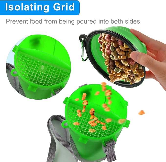 Dog Travel Water Bottle Collapsible Bowls, 2 in 1 Pet Food Container - Image 4