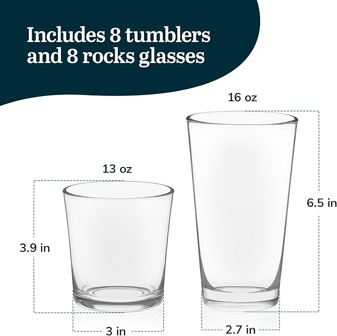 Libbey Preston Tumbler and Rocks Glass Cups Set, All Purpose Everyday Drinking - Image 3
