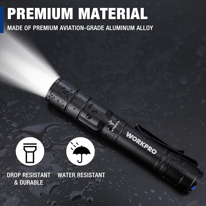 WORKPRO Rechargeable Pen Light, Mini Flashlight, 2 Pack Ultra-Compact EDC - Image 6