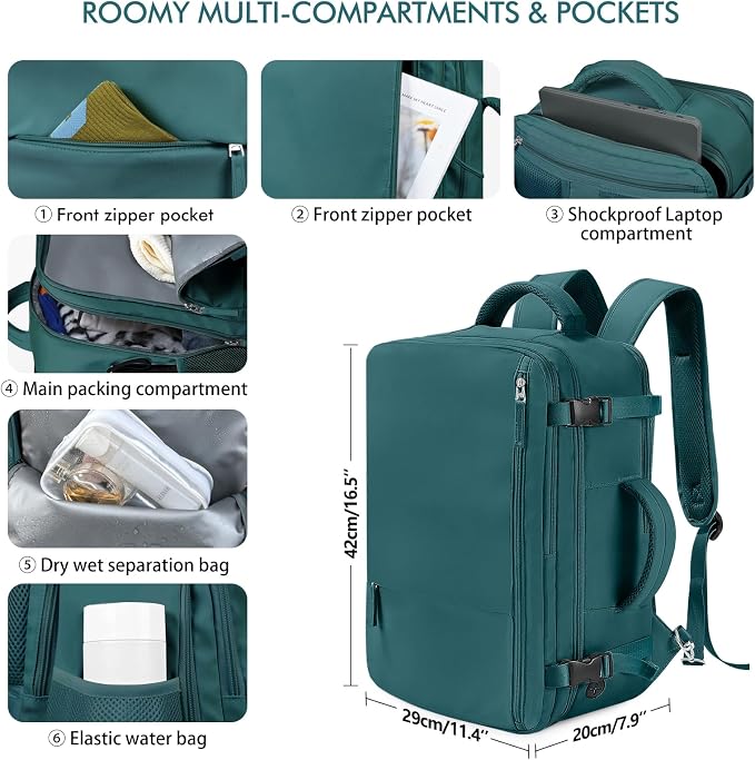 Beraliy Travel Backpack for Women as Personal Item Travel Bag Flight Approved - Image 7