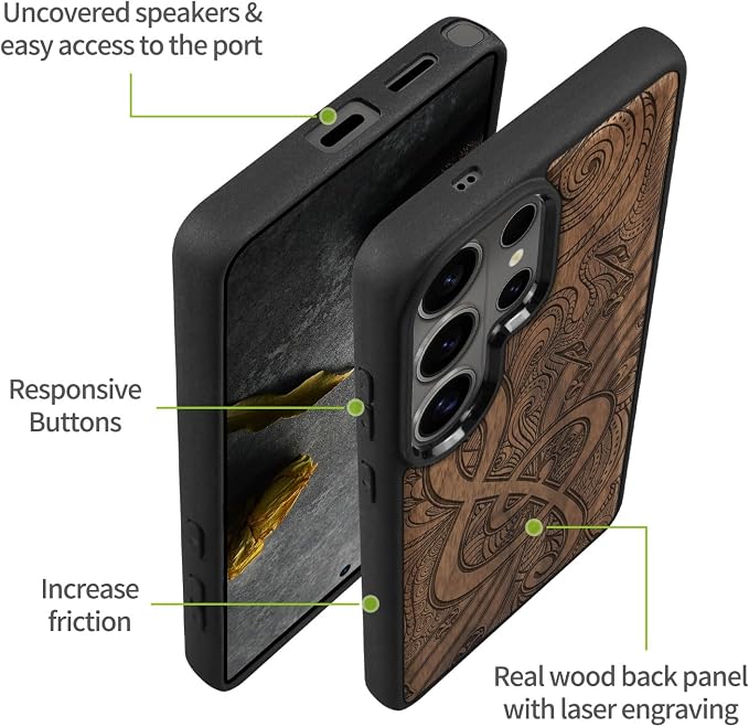Carveit Magnetic Wooden Case for Samsung Galaxy S26 Ultra Case 2026, TPU - Image 6