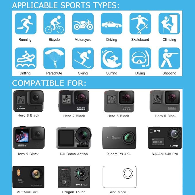 Action Cameras Accessory Kit, Bonvvie 50-in-1 Sports Camera Accessory Kit - Image 7