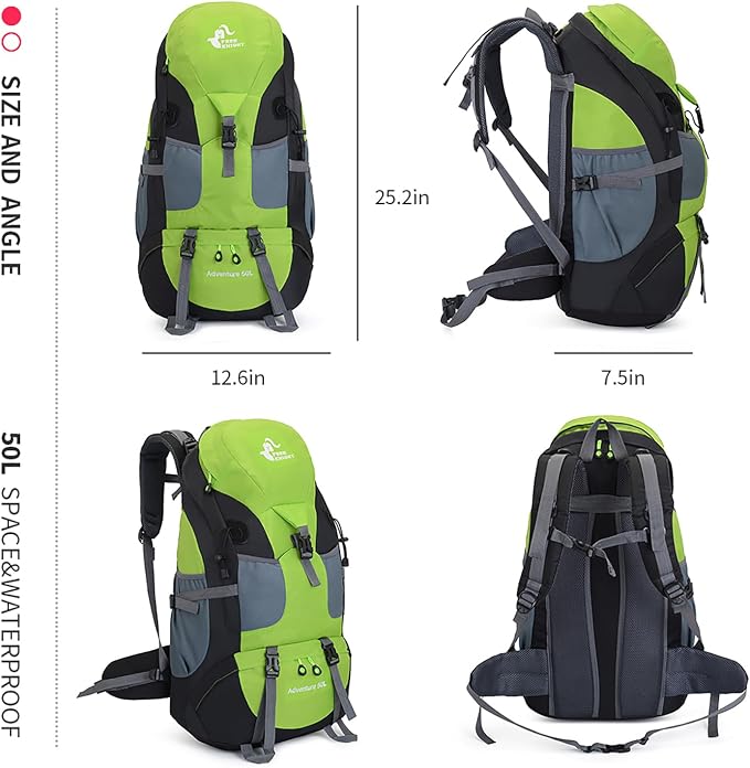 Bseash 50L Hiking Backpack, Water Resistant Lightweight Outdoor Sport Daypack - Image 2