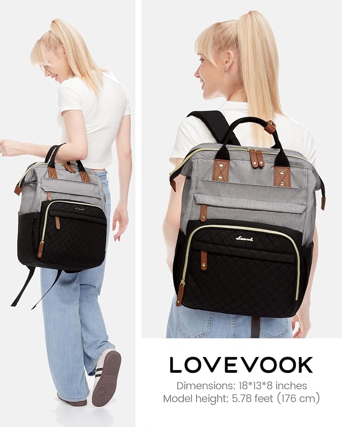 LOVEVOOK Laptop Backpack for Women, 17.3'' Waterproof Nurse Bag Teacher Work - Image 4