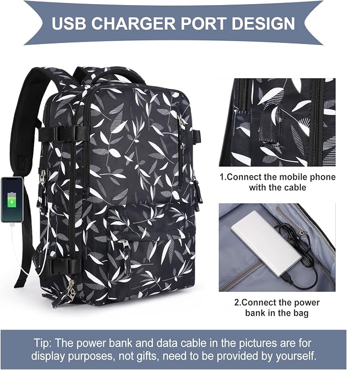 WONHOX Large Travel Backpack Carry on Flight Approved Laptop Work Business - Image 3