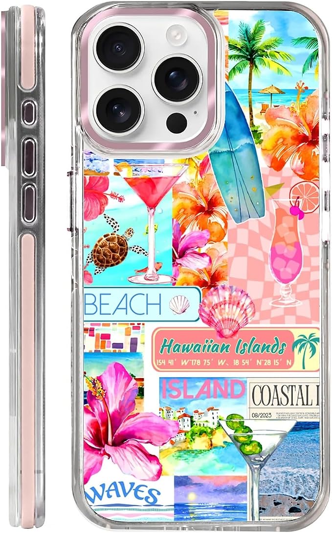 Case for iPhone 15 Pro Max, Coastal Beach Cover Coquette Collage Phone Case by Toulas