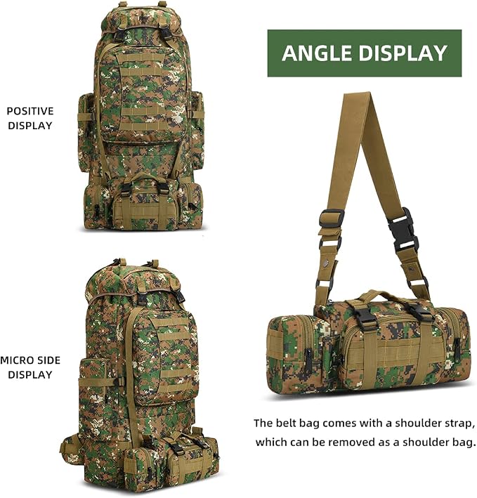 100L Camping Hiking Backpack, Molle military Tactical rucksack backpack - Image 2