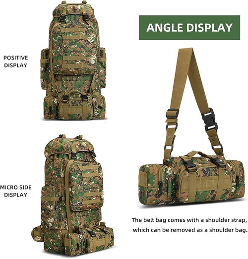 100L Camping Hiking Backpack, Molle military Tactical rucksack backpack - Image 2