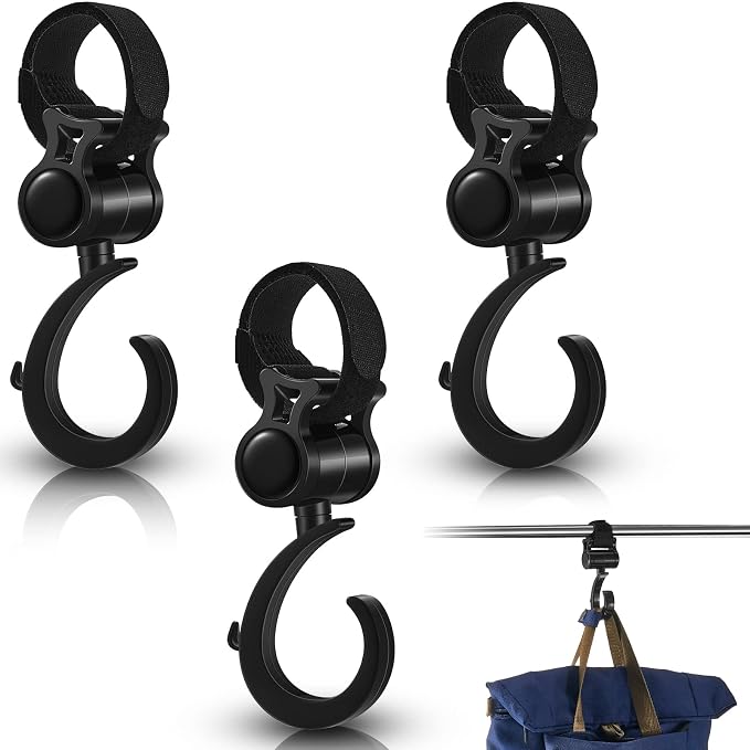 Taiyin 4 Pcs Walker Hook Hanging Multipurpose 360° Rotation Stroller Clip by Taiyin