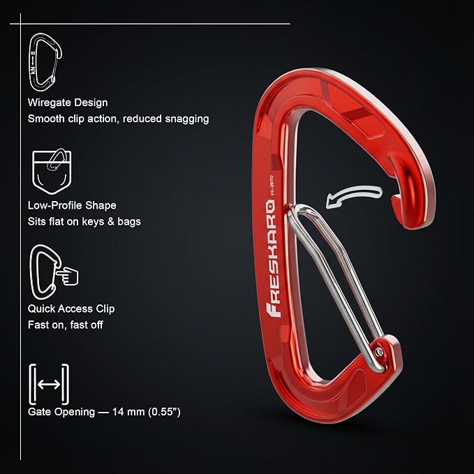 FresKaro 5pcs Nano Carabiner Clips, 8kN 1798lbs, Small Sturdy, Reliable - Image 3