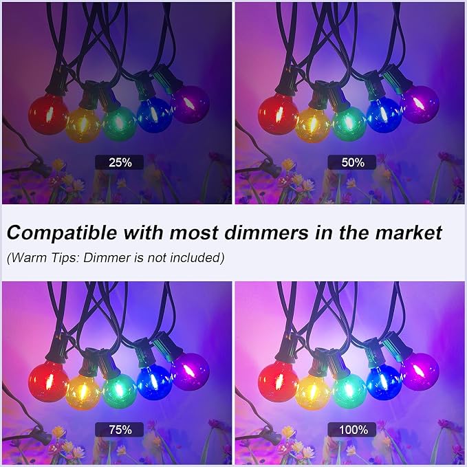G40 LED Outdoor String Lights，25Ft Globe Multicolor Christmas Decorations - Image 5