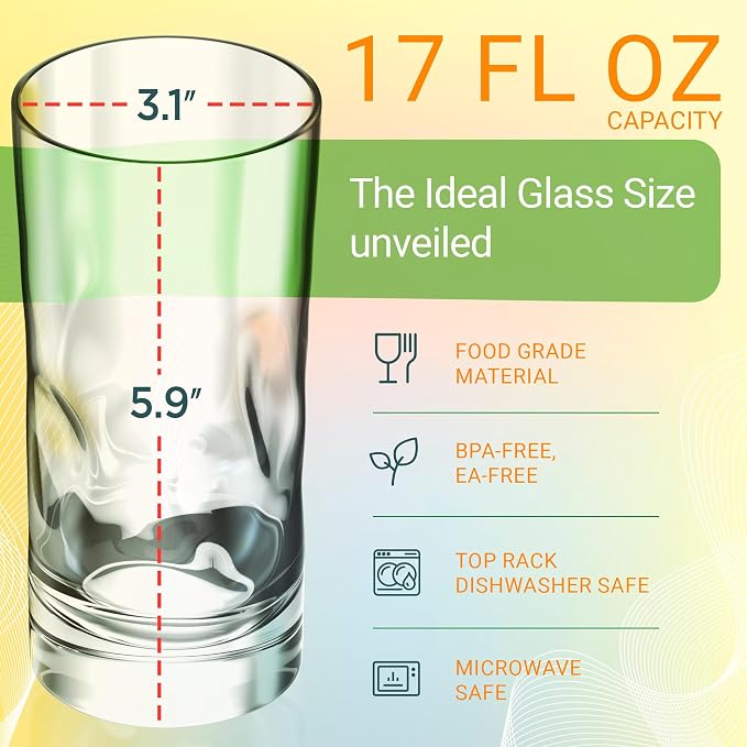 Bravario Unbreakable Plastic Drinking Glasses 17 oz | Dishwasher Safe - Image 4