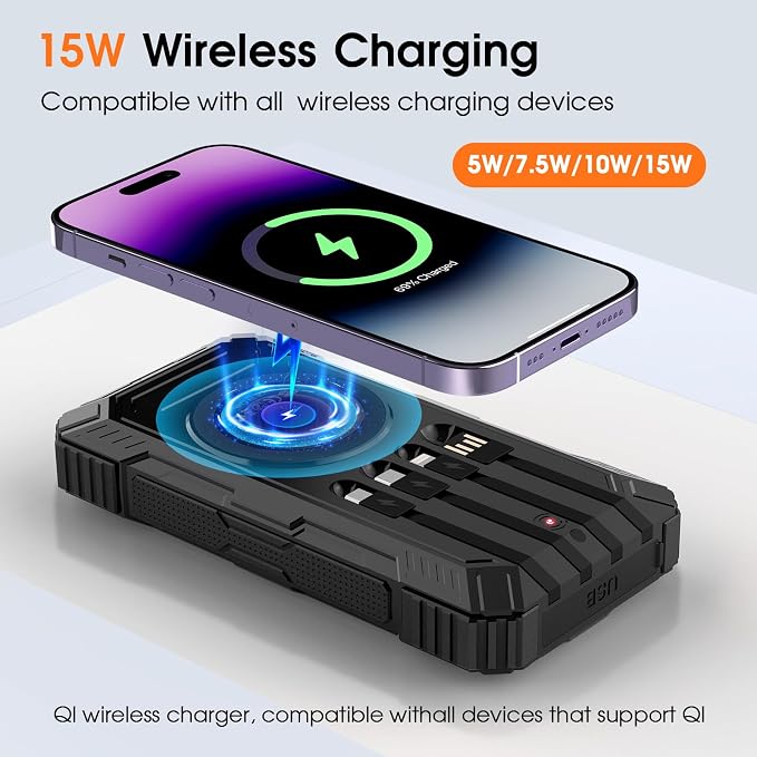 Solar Power Bank, 49800mAh Wireless Portable Phone Charger - Image 3