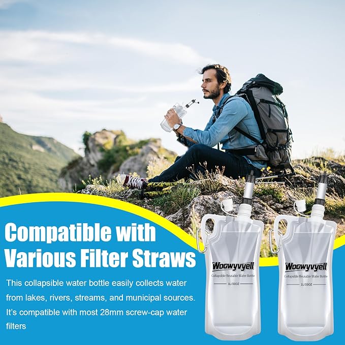 2-Pack 33oz Collapsible Water Bottles - Image 3
