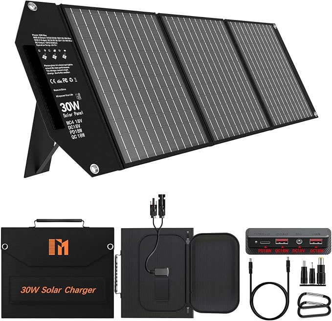 30W Solar Panel Charger Portable Foldable by Mesuvida