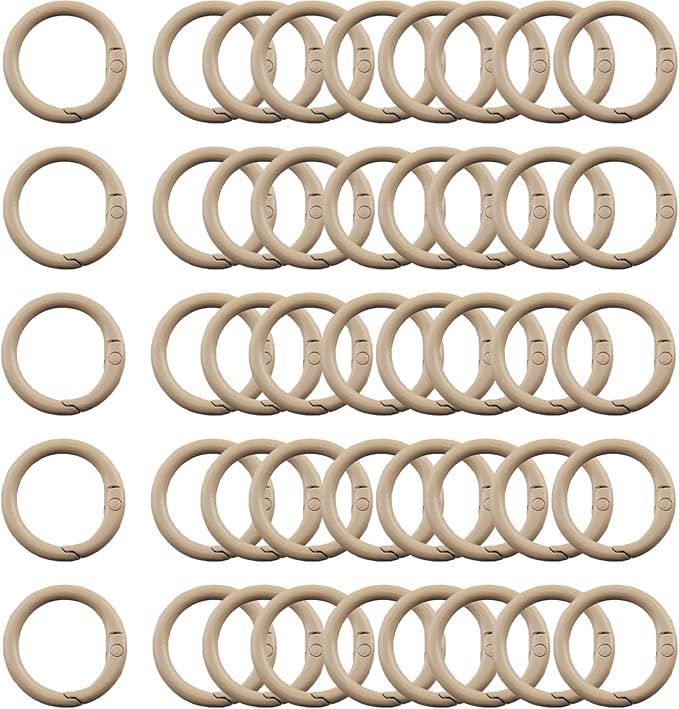 Carabiner Clip 48Pcs Khaki Metal Key Ring Clip Circle Keychain Rings Bulk by KJMLDIY