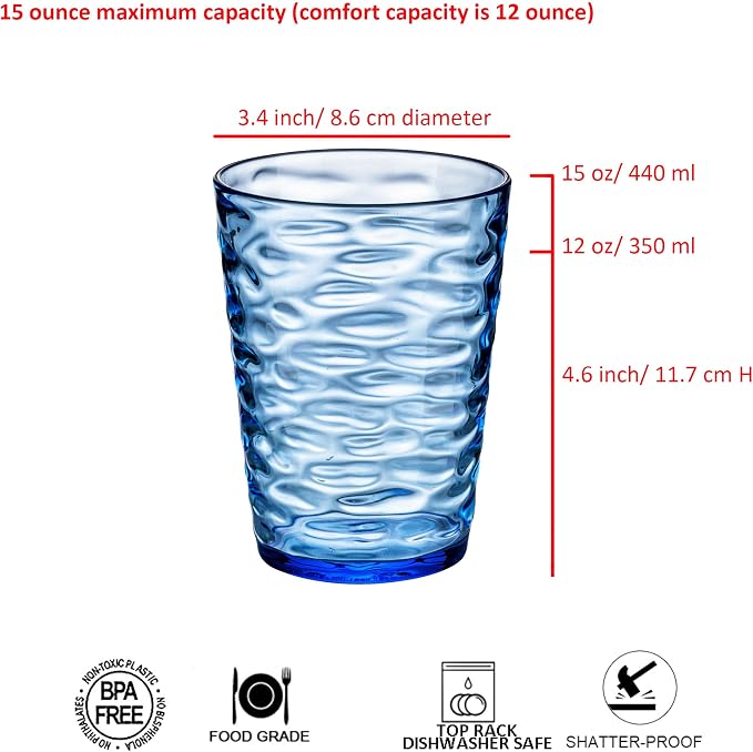 14-ounce Plastic Tumblers, Acrylic Drinking Glasses, Shatter-Proof, - Image 2
