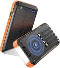 Solar Power Bank 33800mAh with Super Bright LED Flashlight, Built-in 4 Cables & by Unknown
