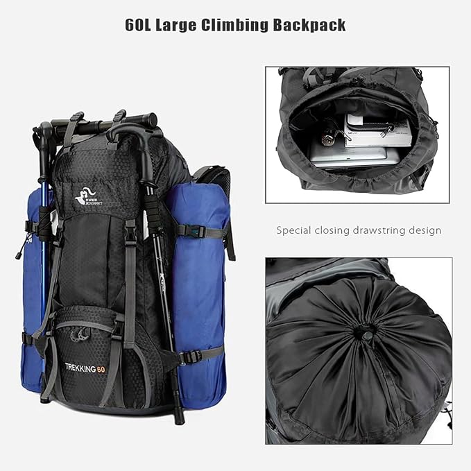 Bseash 60L Waterproof Hiking Camping Backpack - Image 4