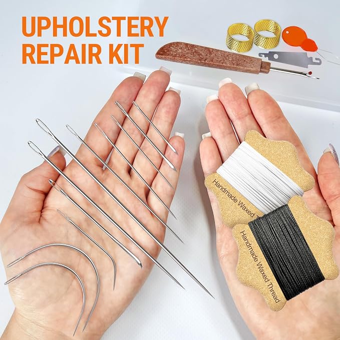 VONEEDL Upholstery Repair Kit: Waxed Sewing Thread & Heavy Duty Needles - Image 2