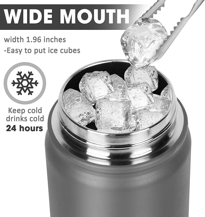 Insulated Water Bottle 24oz, Stainless Steel Double Wall Vacuum Sports Flask - Image 2