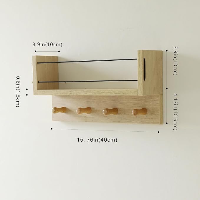 Entrance Coat Rack ，Coat Hooks, Wall-Mounted Wooden Hook Rack, Wall-Mounted - Image 4