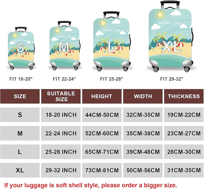 WUJIAONIAO Travel Luggage Cover Baggage Suitcase Cover Protector Skins 18-32 - Image 2