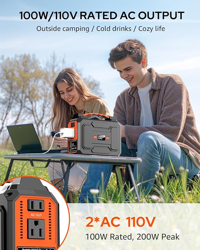 Portable Power Station Bank 146Wh 200W Peak, Solar Powered Power Bank - Image 2