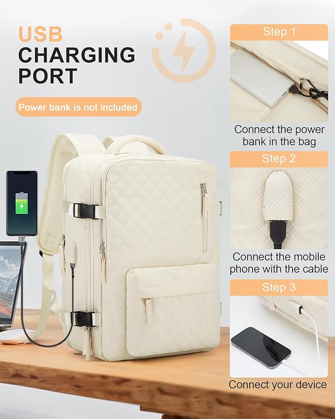 WONHOX Large Travel Backpack Carry on Flight Approved Laptop Work Business - Image 4