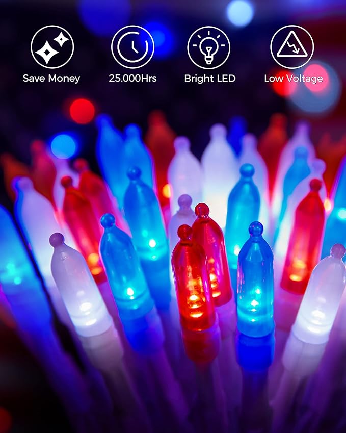 Brightown Red White Blue Battery Operated Mini String Lights - Image 3
