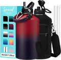 1 Gallon Water Bottle with Straw - 128oz Stainless Steel Water Jug with Sleeve by VICKNIY
