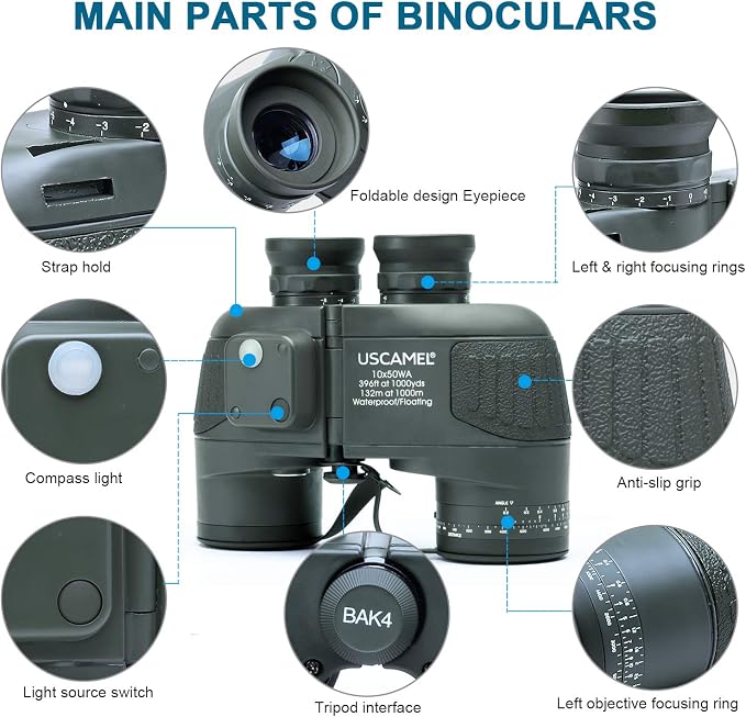 USCAMEL 10X50 Marine Binoculars - Image 2
