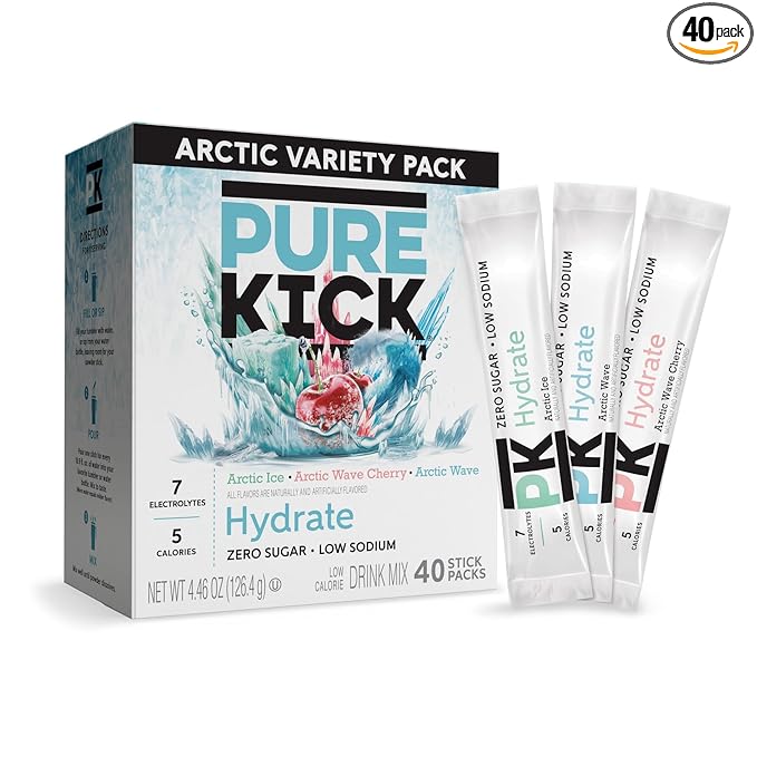 Pure Kick Arctic Variety pack Singles to Go Powdered Drink Mix, Arctic Wave by PureKick