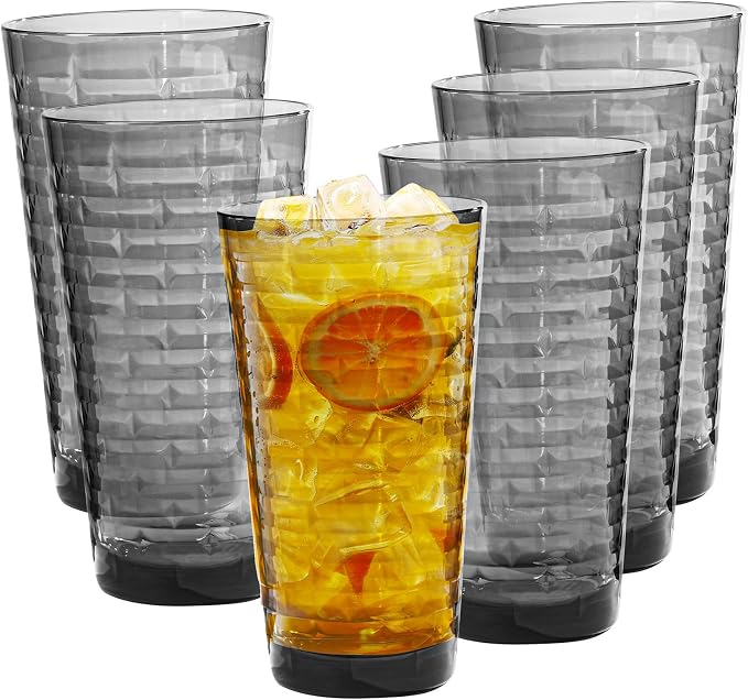 Acrylic Clear Highball Plastic Cups | Plastic Reusable Tumblers 22oz | by AKMQYM