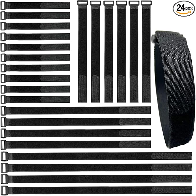 24 Pack Reusable Fastening Cable Ties and Cable Straps, Adjustable by Unknown