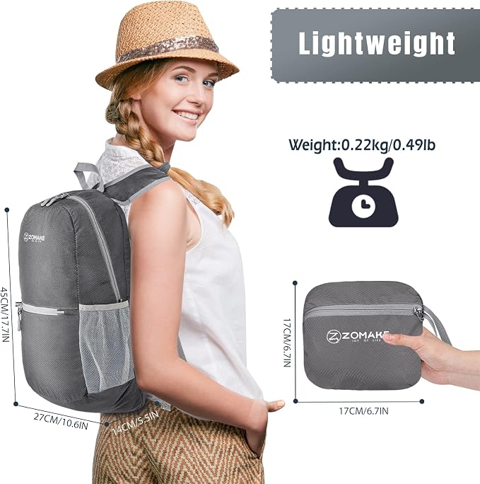 ZOMAKE Ultra Lightweight Hiking Backpack 20L, Packable Small Backpacks Water - Image 2